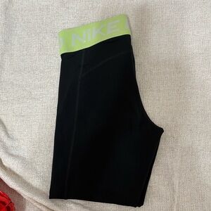 Nike Black Leggings with Lime Green Waistband